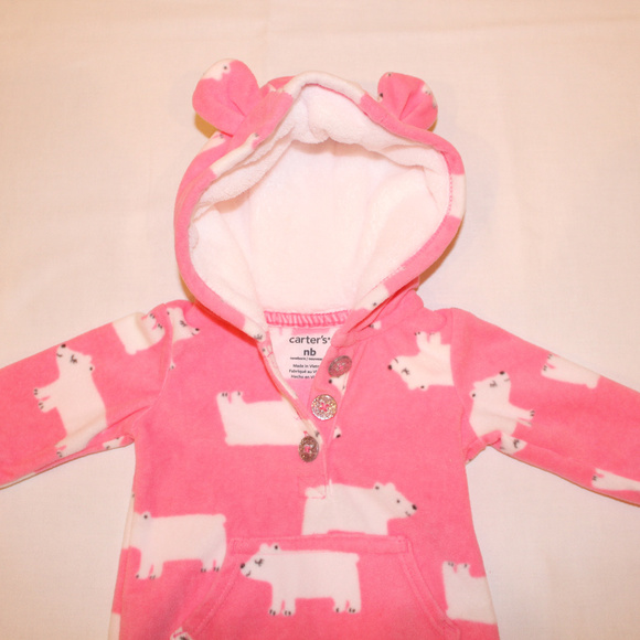 Girls/ carters fleece hoodie One Piece / nb - Picture 2 of 5